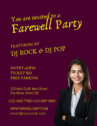 Purple Modern & Minimal Farewell Card Flyer (us Letter) template