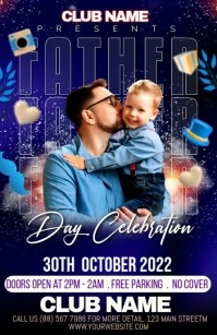 Purple Modern & Minimal Fathers Day Party Half Page Wide template