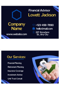 Purple Modern & Minimal Financial Or Insurance Advisor Business Card Design  Poster template
