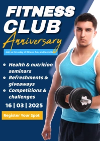 Purple Modern & Minimal Fitness Club Anniversary A2 template