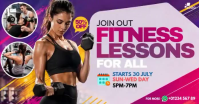 Fioletowy Fitness Lessons Promotion Facebook Gedeelde Prent Template