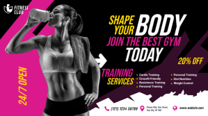 Purple Modern & Minimal Fitness Promotion Twitter Post template