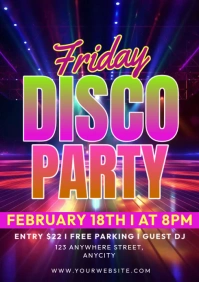 Purple Modern & Minimal Friday Disco Party A1 template