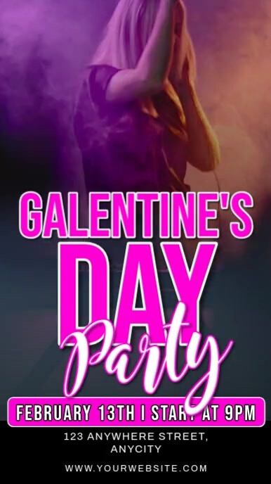 Purple Modern & Minimal Galentine's Day Party Reel Instagram template