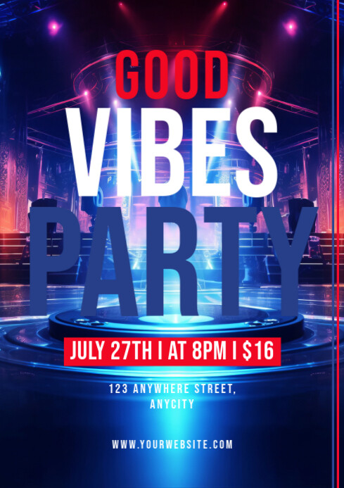 Purple Modern & Minimal Good Vibes Party A1 template