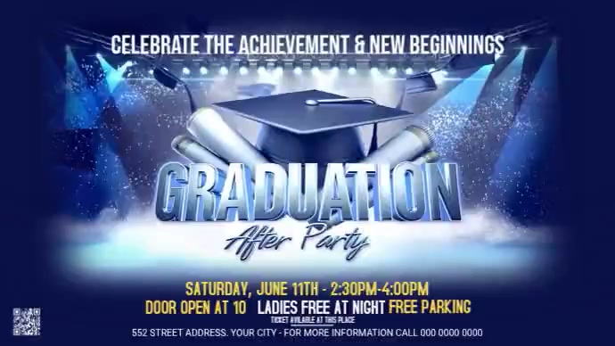 Purple Modern & Minimal Graduation After Party Digital Display Video ...