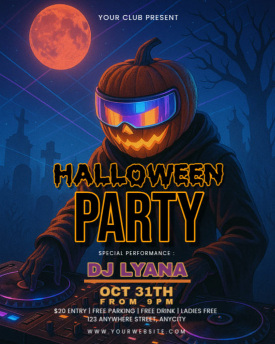 Purple Modern & Minimal Halloween Party Instagram Portrait template