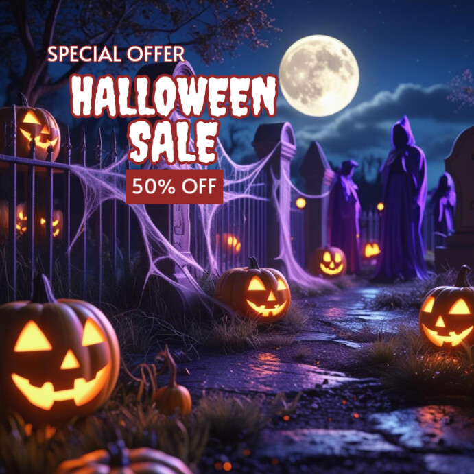 Purple Modern & Minimal Halloween Sale Pos Instagram Template ...