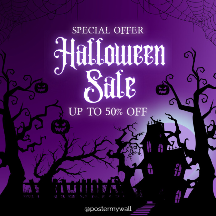 Purple Modern & Minimal Halloween Sale Pos Instagram Template ...