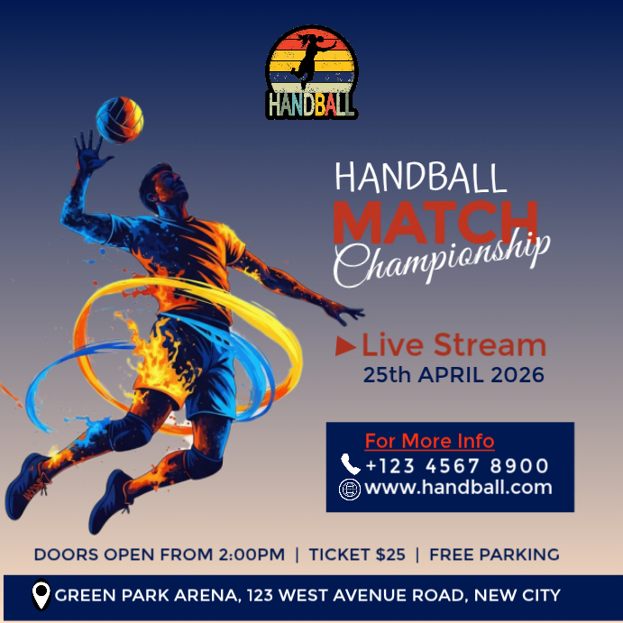 Handball Championship Square Template | PosterMyWall