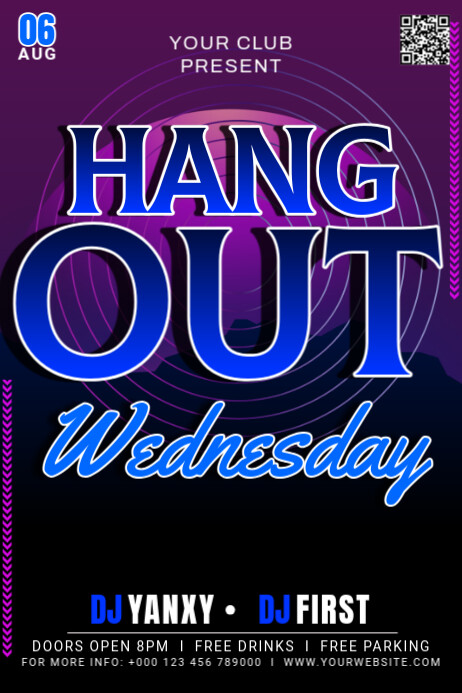 Purple Modern & Minimal Hangout Wednesday Poster Plakkaat template