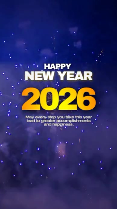 Purple Modern & Minimal Happy New Year 2026 Template Digital Display (9 ...