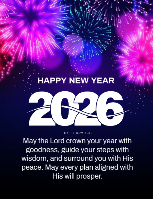Copy of Purple Modern & Minimal Happy New Year Wishes Template Flyer ...