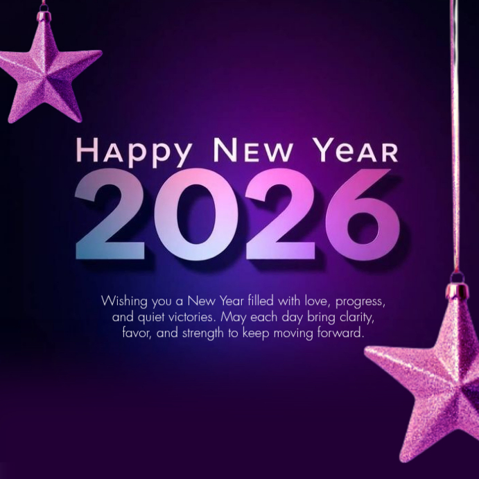 Purple Modern & Minimal Happy New Year Wishes Template Design Instagram
