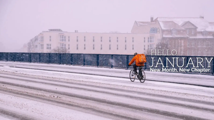 Purple Modern & Minimal Hello January Digital Display (16:9) Template ...