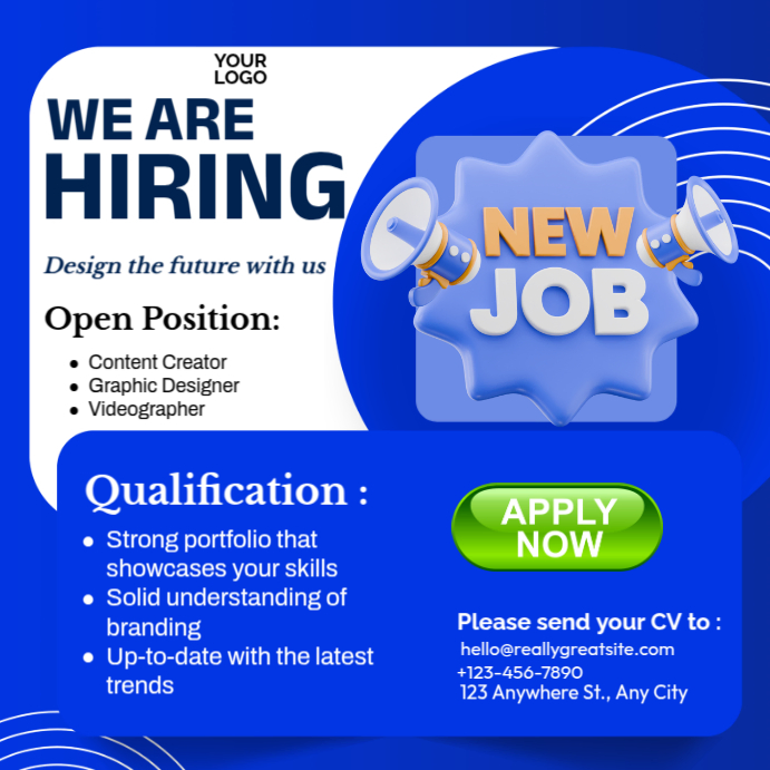 Colorful Hiring Table Example Purple Modern & Minimal Hiring Square (1:1) Template | PosterMyWall