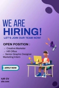 Purple Modern & Minimal Hiring Tumblr Graphic template