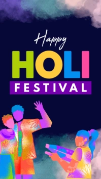 Purple Modern & Minimal Holi Festival Tampilan Digital (9:16) template