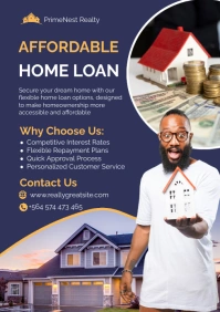 Purple Modern & Minimal Home Loan  A2 template