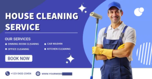 Purple Modern & Minimal House Cleaning Service Facebook Shared Image template
