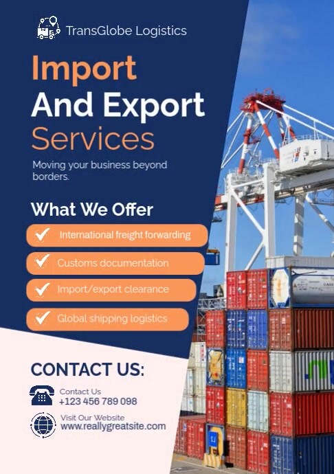 Purple Modern & Minimal Import & Export Services Promotion Template A2