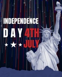 Purple Modern & Minimal Independence Day Of America Video Flyer Design Instagram Portrait template