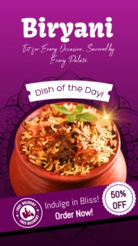 Purple Modern & Minimal Indian Food Sale Instagram Story template