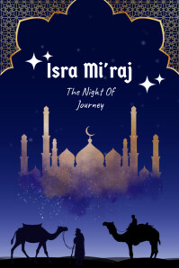 Purple Modern & Minimal Isra Miraj  Poster template