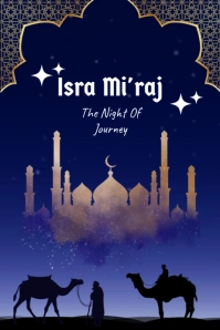 Purple Modern & Minimal Isra Miraj  Poster template