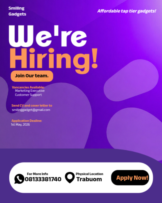 Purple Modern & Minimal Job Recruitment Instagram Portrait Template ...