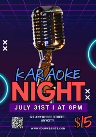 Purple Modern & Minimal Karaoke Night A2 template