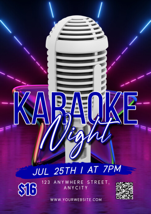 Purple Modern & Minimal Karaoke Night A2 template