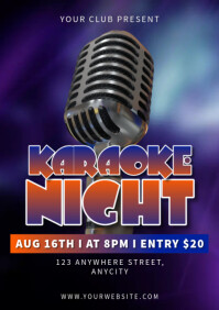 Purple Modern & Minimal Karaoke Night A4 template