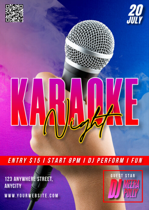 Purple Modern & Minimal Karaoke Night A6 template