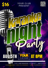 Purple Modern & Minimal Karaoke Night Party A1 template