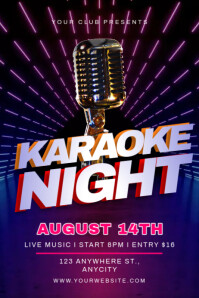 Purple Modern & Minimal Karaoke Night Poster template