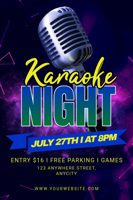 Purple Modern & Minimal Karaoke Night Poster Plakkaat template