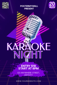 Purple Modern & Minimal Karaoke Night Poster Плакат template