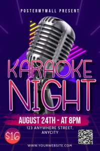 Purple Modern & Minimal Karaoke Night Poster template