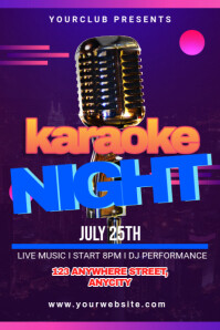 Purple Modern & Minimal Karaoke Night Poster template