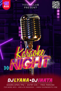 Purple Modern & Minimal Karaoke Night Poster Cartaz template