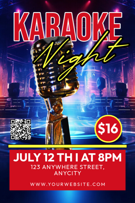 Purple Modern & Minimal Karaoke Night Poster Plakat template