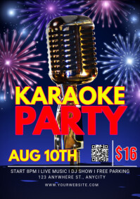 Purple Modern & Minimal Karaoke Party A2 template