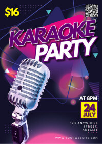Purple Modern & Minimal Karaoke Party A4 template