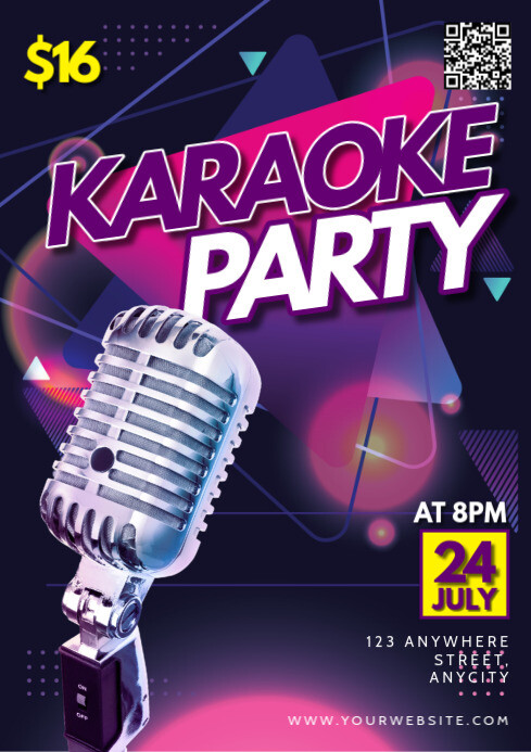 Purple Modern & Minimal Karaoke Party A4 template