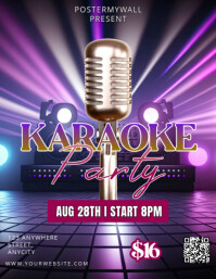 Purple Modern & Minimal Karaoke Party Pamflet (letter As) Flyer (US Letter) template