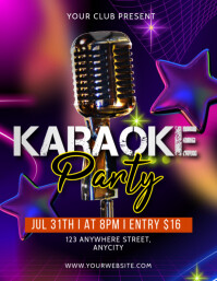 Purple Modern & Minimal Karaoke Party Pamflet (letter As) Flyer (US Letter) template