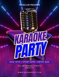 Purple Modern & Minimal Karaoke Party Pamflet (letter As) Flyer (US Letter) template