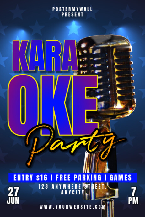 Purple Modern & Minimal Karaoke Party Poster template