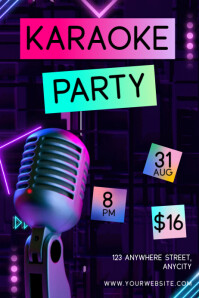 Purple Modern & Minimal Karaoke Party Poster template